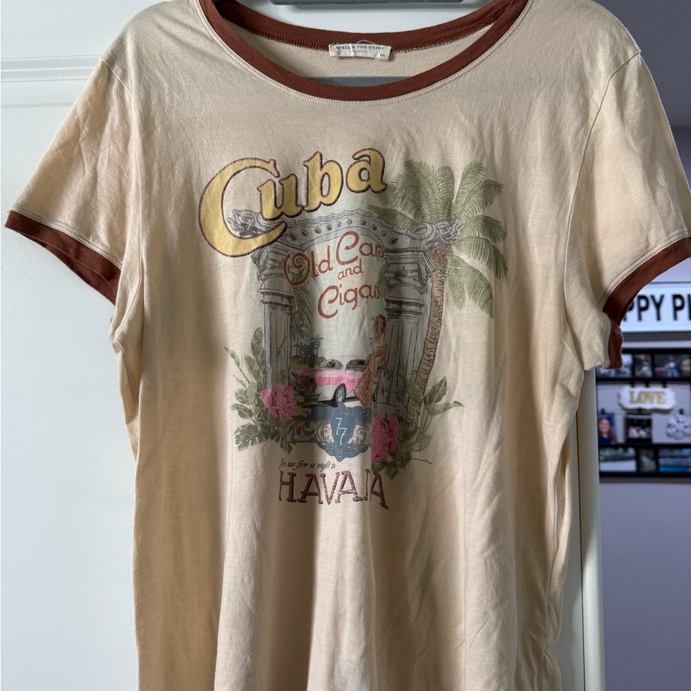Spell & The Gypsy Cuba Tee with Brown Trim